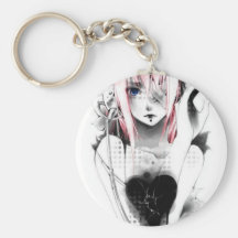 fille d'anime d'emo porte-clefs