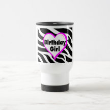 Fille d'anniversaire (rayures de zèbre de coeur) tasse