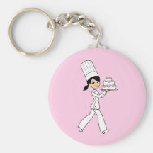 Fille de Baker avec le gâteau sur Keychain Porte-clés