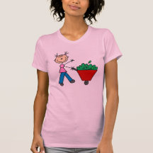 Fille de bâton faisant le T-shirts de Yardwork