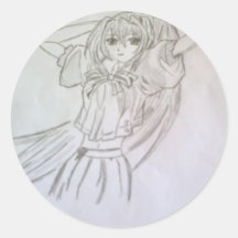 fille de manga autocollant