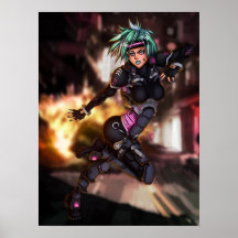 Fille de police de Cyber Affiches