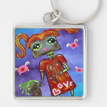 Fille de robot porte-clefs