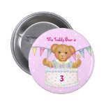 Fille d'ours d'anniversaire - troisième - date de  badge avec épingle
