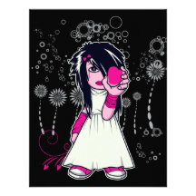 fille mignonne d'emo tenant l'art de vecteur de co bristols