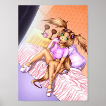 Fille Nikki d'Anime sur le lit Posters