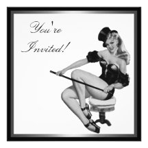 Fille noire et blanche argentée 5 de Pin- de style Invitations Personnalisées