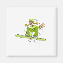 Fille olive de surf des neiges aimant