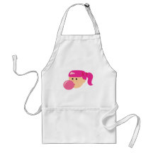 Fille rose de bubble-gum tabliers