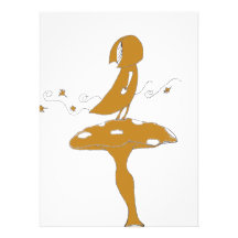 Fille sur un champignon 5,5 x invitation 6,5