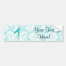 Fille surfante turquoise autocollant pour voiture