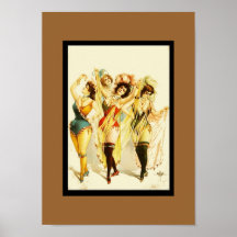 Filles de danse vintages de théâtre d'affiche