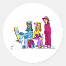 Filles faisant du surf des neiges l'équipe autocollants