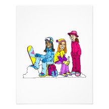Filles faisant du surf des neiges l'équipe cartons d'invitation