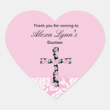 Filles roses BaptismThank de damassé vous autocoll