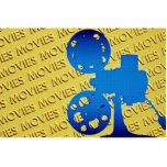 Film projector over yellow "movies" background photo sculptures
