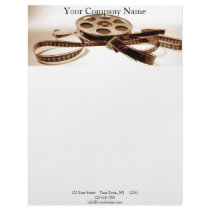 Film Reel in Sepia Tones Background Letterhead Template