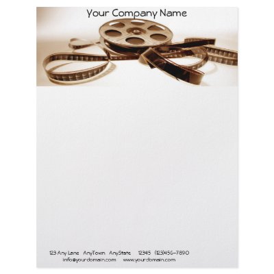 Film Reel in Sepia Tones Background Customized Letterhead by NoteableExpressions
