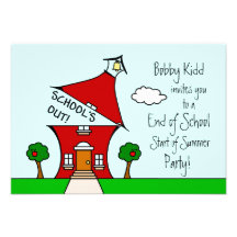 Fin d'école/de début d'invitation de partie d'été