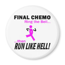 Final Chemo Run Like Hell - Breast Cancer Fridge Magnets