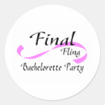 Final Fling Bachelorette Party Round Stickers