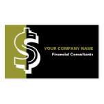Financial consultant black olive business card business cards