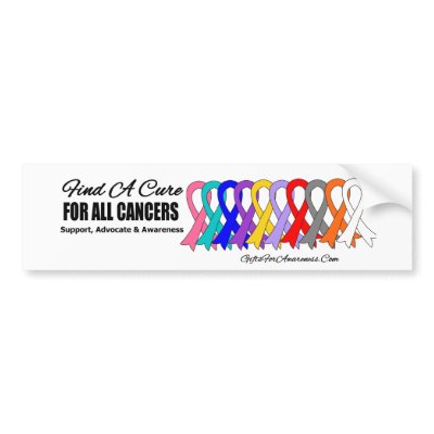 Find A Cure For All Cancers Bumper Sticker by giftsforawareness