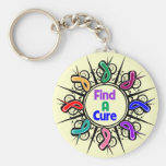 Find A Cure For All Cancers Tribal Ribbons Keychains