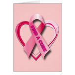 FIND A CURE - PINK RIBBON & HEART GREETING CARDS