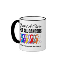 Find a Cure Ribbons For All Cancers Mugs