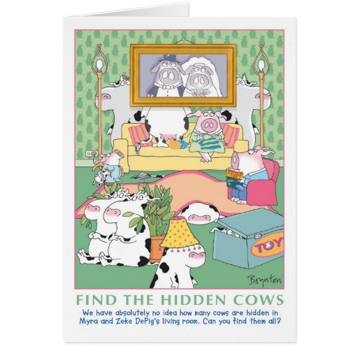 FIND THE HIDDEN COWS Birthday Greeting Cards