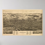 Findlay Ohio 1889 Antique Panoramic Map Posters