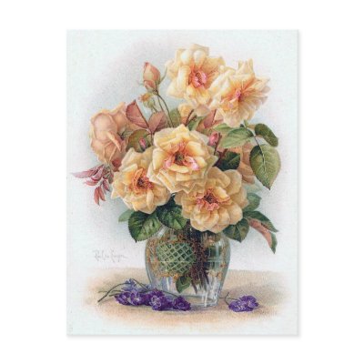 Fine Art Rose Bouquet in Glass Postcard by LeAnnS123