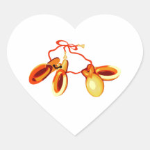 Finger Castanets on a string graphic design Heart Stickers