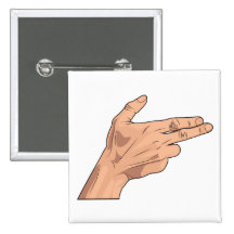 Finger Gun Pistol Shooting Hand Sign Gesture Pinback Buttons