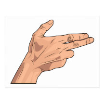 Finger Gun Pistol Shooting Hand Sign Gesture Post Cards