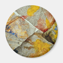 Finger paint on corners of four paper towels refrigerator magnets
