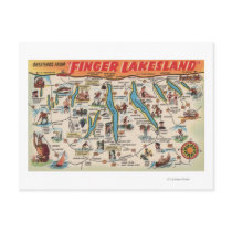 Fingerlakes, New York - Detailed Map Post Card