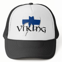 Finland flag Finnish Suomi Viking Axe Mesh Hats