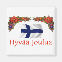 Finland Hyvaa Joulua (Merry Christmas) Refrigerator Magnet