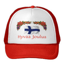 Finland Hyvaa Joulua (Merry Christmas) Mesh Hats