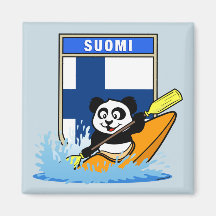 Finland Kayaking Panda Fridge Magnet