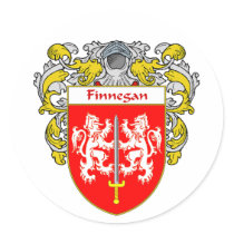 Finnegan Coat of Arms (Mantled) Round Stickers