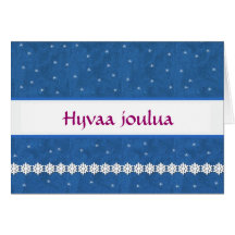 FINNISH Hyvaa joulua Snowflakes BLUE  Background Greeting Card