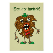 Fir-cone monster funny RSVP Invitation
