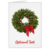 Fir Wreath with Gold Horseshoes & Red Bow Greeting Card