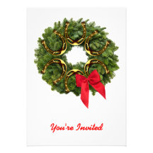 Fir Wreath with Gold Horseshoes & Red Bow Invited