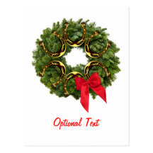 Fir Wreath with Gold Horseshoes & Red Bow Postcards