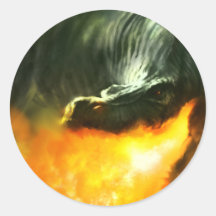 Fire-Breathing Dinosaur or Dragon by Michael Maher Stickers