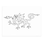 Fire breathing Dragon Illustration Post Card